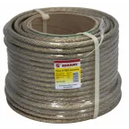 Трос стальной в ПВХ оплетке d-10.0 мм. прозрачный (катушка 50 м)