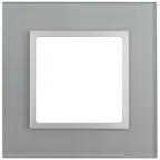 Рамка на 1 пост, стекло, Эра Elegance, алюминий+алюм, 14-5101-03