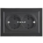 BRITE Розетка 2-ая с заземлением со шторками 16А в сборе РСш12-3-БрЧ черный | BR-R24-16-K02-F | IEK