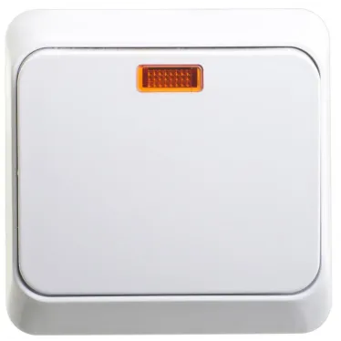 ЭТЮД Выключатель одноклавишный наружный с подсветкой белый сх.1