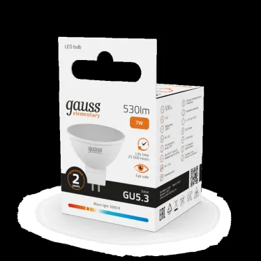 Лампа светодиодная LED 7 Вт 530 лм 3000К софит MR16 теплый GU5.3 AC 220В Elementary Gauss