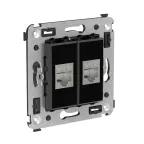 Avanti Компьютерная розетка RJ-45 без шторки в стену, кат.5e двойная экранированная, Черный квадрат