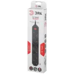 Сетевой фильтр (черный) с заземл, 3x0,75мм2, с выкл, 6гн, 3м USF-6es-3 м-B-BOX