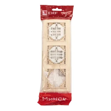 Рамка трехместная горизонтальная бежевый Минск