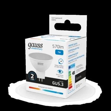 Лампа светодиодная LED 7 Вт 570 лм 6500К софит MR16 холодный GU5.3 AC 220В Elementary Gauss