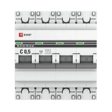 Выключатель автоматический четырехполюсный 0.5А С ВА47-63 4.5кА PROxima