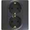 ETIKA Розетка двойная с заземлением со шторками антрацит автоматические зажимы