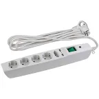 Сетевой фильтр (белый) с заземл, 3x0.75мм2, со шт, с выкл, 5гн+2xUSB, 2м, кор (20/200) SFU-5es-2 м-W