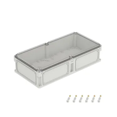 Корпус IP66/IP67, 600х300х146 мм, без МП, с фланцами, прозрачная крышка H- 21 мм