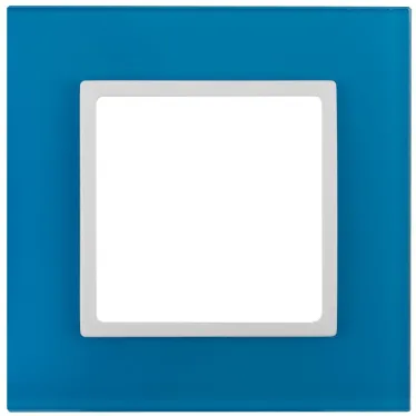 Рамка на 1 пост, стекло, Эра Elegance, голубой+бел, 14-5101-28