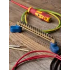 Шина 0 N (6х9мм) 16 отверстий латунь 2 синих угловых изолятора PROxima