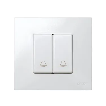 Кнопка клавишная звонок узкая, 10А 250В, S27 белый