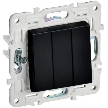 SKANDY Выключатель 3-клавишный 10А SK-V11Bl черный IEK