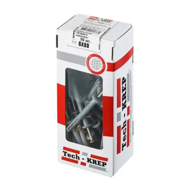 Дюбель-гвоздь 6х80 грибовидный бортик, полипропилен (30шт)