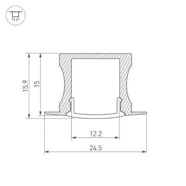 Профиль с экраном ALU-SLIM-H15-F-2000 ANOD+FROST (Arlight, Алюминий)
