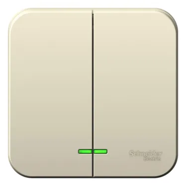 BLANCA двухклавишный выключатель наружный (cх.5) с подсвет, 6а, 250в, молочный