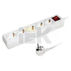 Удлинитель бытовой 5 розеток шнур 5м с заземлением с выключателем 16А