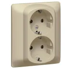 Galea Life Розетка двойная с заземлением со шторками titanium