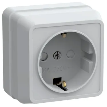 Розетка с заземлением со шторками наружная 16А