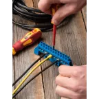 Шина 0 8х12 мм 125 Ампер 8х12 12 отверстий/нейлон корпус на DIN-рейку латунь PROxima