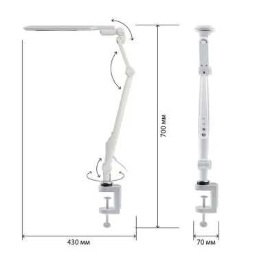 Светильник настольный светодиодный NLED-496-12W-W на на струбцине белый