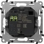 Valena LIFE.Зарядное устройство с двумя USB-разьемами тип С-тип С 240В/5В 3000мА.С лицевой панелью.Цвет Алюминий