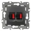 Розетка аудио двойная, Эра12, графит, 12-3112-12