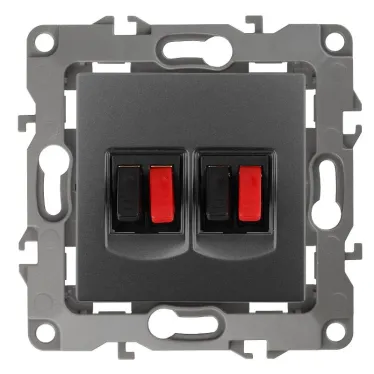 Розетка аудио двойная, Эра12, графит, 12-3112-12