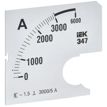 Шкала сменная для амперметра Э47 3000/5А класс точности 1,5 72х72мм