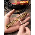 Шина PEN ноль-земля 8х12мм 20 отверстий латунь крепеж по центру PROxima