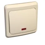 ЭТЮД Выключатель одноклавишный скрытый с подсветкой бежевый сх.1