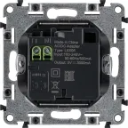 Valena LIFE.Зарядное устройство с двумя USB-разьемами тип А-тип С 240В/5В 3000мА.С лицевой панелью.Цвет Слоновая кость