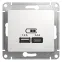 GLOSSA USB РОЗЕТКА A+С, 5В/2,4 А, 2х5В/1,2 А, механизм, БЕЛЫЙ