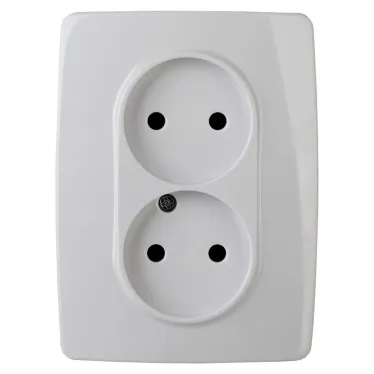 Розетка 2X2P, 16А-250В, б.л., Эра12, белый, 12-2007-01