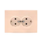 Валенсия розетка 2-местная с/з 16А кремовая с защ. штор. PROxima