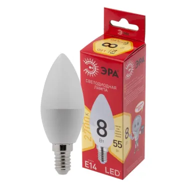 Лампа светодиодная LED B35-8W-827-E14 R (диод свеча 8Вт тепл E14) (10/100/3500)