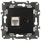 Розетка RJ45+TV, Эра Elegance, антрацит, 14-3110-05