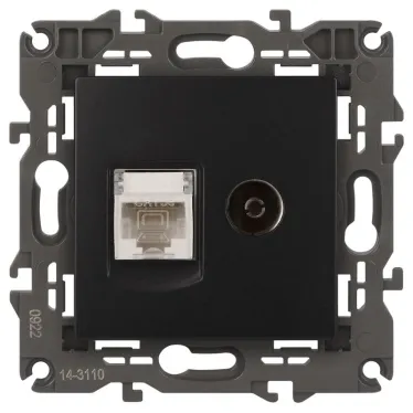 Розетка RJ45+TV, Эра Elegance, антрацит, 14-3110-05