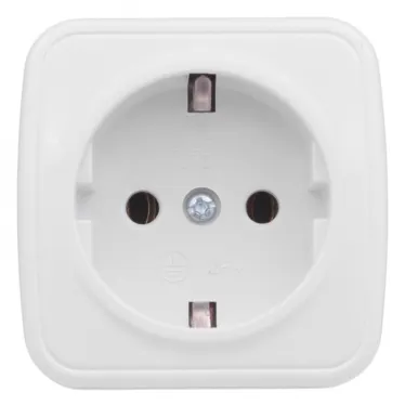 Розетка Минск 1-местная ОП 16А с заземлением белая