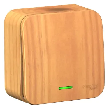 BLANCA одноклавишный выключатель наружный (cх.1) с подсветкой, 10A, 250B, ясень