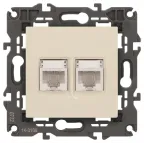 Розетка 2хRJ45, Эра Elegance, сл.кость, 14-3108-02