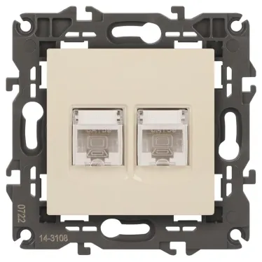Розетка 2хRJ45, Эра Elegance, сл.кость, 14-3108-02