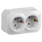 GLORY Розетка двухместная наружная с заземлением с защитной шторкой белая