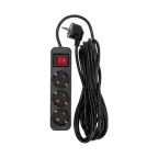 Удлинитель STANDARD 3 гнезда, 5 м, 3х1,0 мм2, с/з, с выключателем, черный