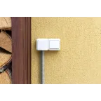 Quteo Блок: Выключатель + розетка с заземлением со шторками наружный белый IP44