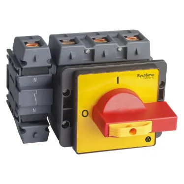 ВЫКЛЮЧАТЕЛЬ-РАЗЪЕДИНИТЕЛЬ 4P 125A IP20 С КРАСНОЙ РУКОЯТКОЙ НА ДВЕРЦУ 4 ВИНТА 1 ЗАМОК