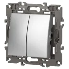 Переключатель двойной, 10АХ-250В, Эра Elegance, алюминий,14-1106-03