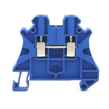 Клемма проходная, винтовой зажим, 2 точки подключения, 4 кв.мм, синяя
