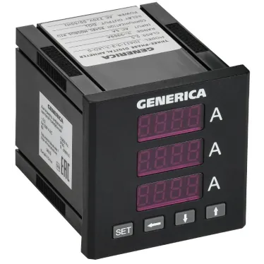 Амперметр цифровой щитовой трехфазный DO RS-485 72х72мм LED GENERICA