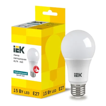 Лампа LED ALFA A60 груша 15Вт 230В 4000К E27 (6шт) IEK
